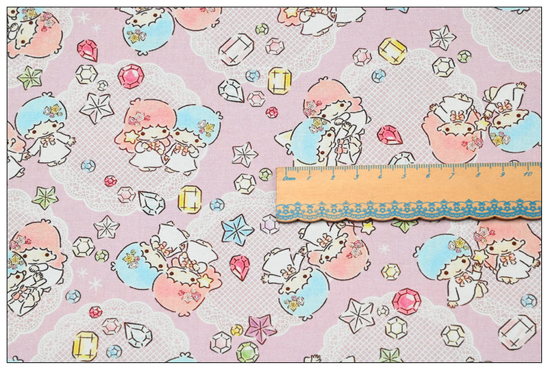 Little Twin Stars Sanrio Characters 6 Prints! 1 Yard Medium Thickness Plain Cotton Fabric, Fabric by Yard, Yardage