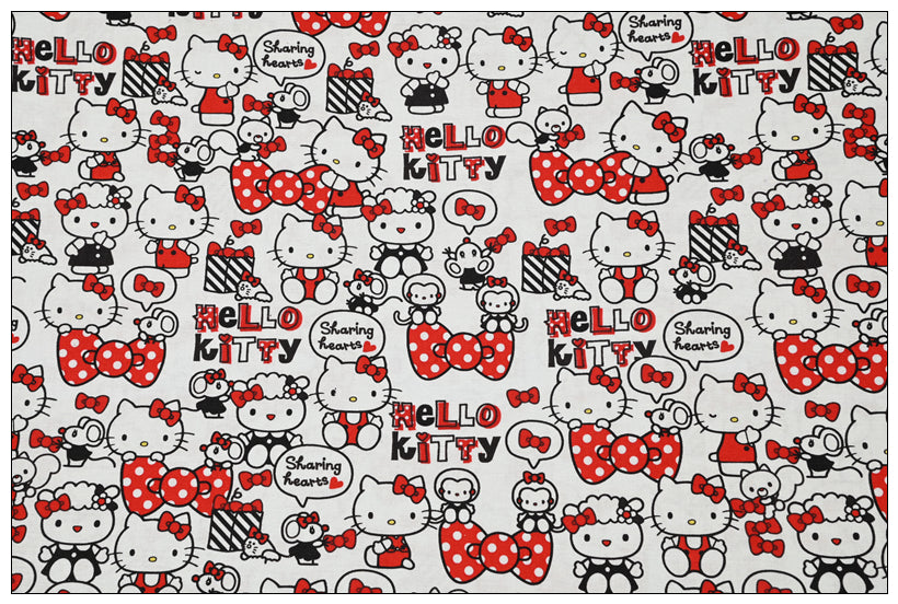 Hello Kitty and Sanrio Friends 2 Prints! 1 Yard Medium Thickness Plain Cotton Fabric, Fabric by Yard, Yardage