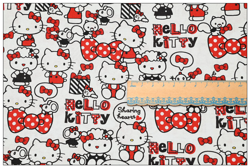 Hello Kitty and Sanrio Friends 2 Prints! 1 Yard Medium Thickness Plain Cotton Fabric, Fabric by Yard, Yardage