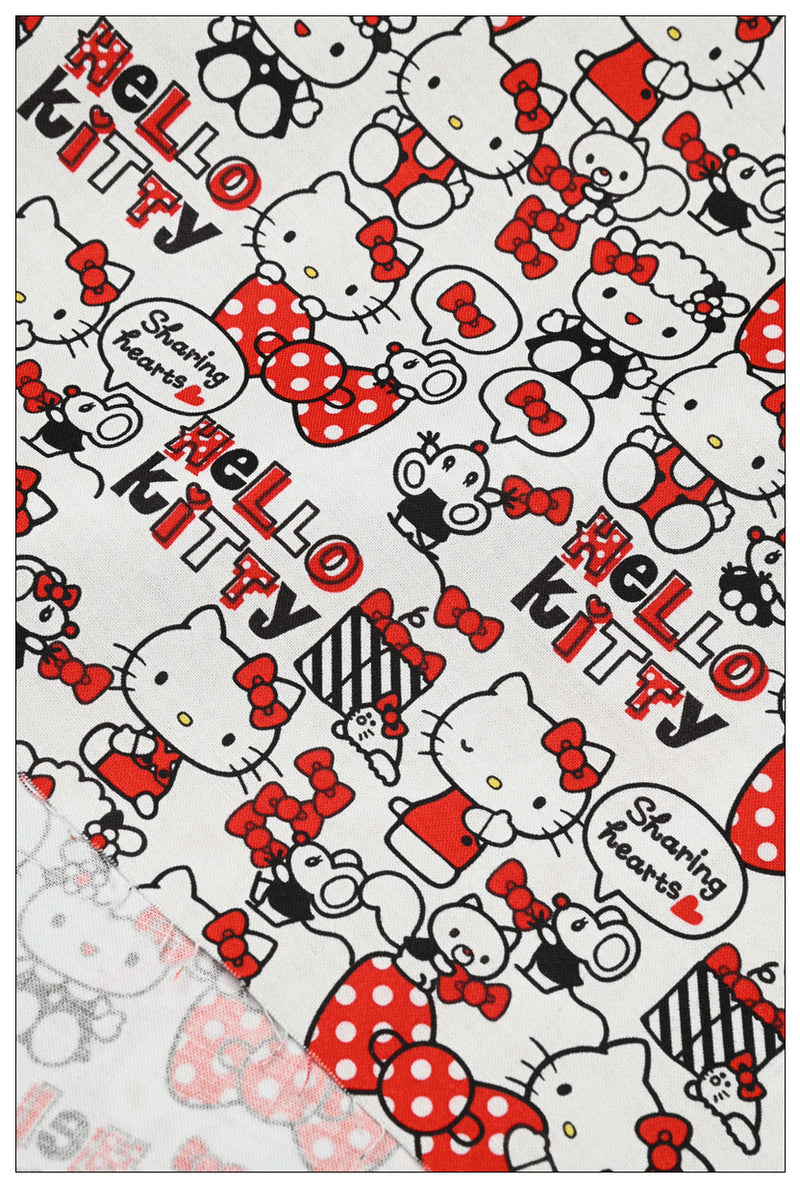 Hello Kitty and Sanrio Friends 2 Prints! 1 Yard Medium Thickness Plain Cotton Fabric, Fabric by Yard, Yardage