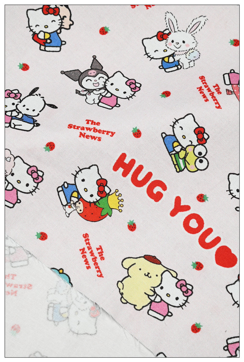 Hello Kitty and Sanrio Friends 2 Prints! 1 Yard Medium Thickness Plain Cotton Fabric, Fabric by Yard, Yardage