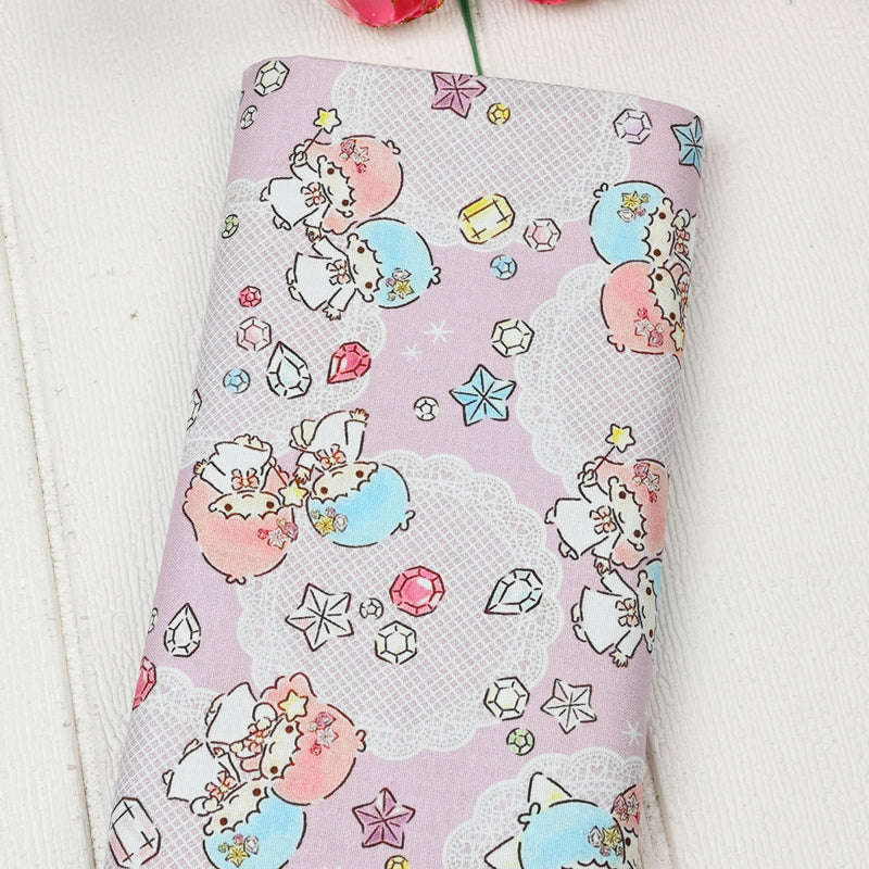 Little Twin Stars Sanrio Characters 6 Prints! 1 Yard Medium Thickness Plain Cotton Fabric, Fabric by Yard, Yardage