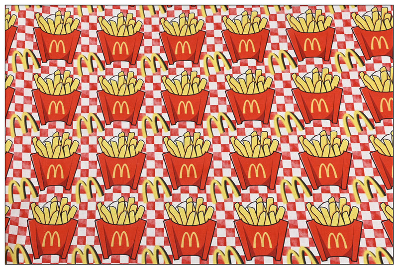 French Fries Fast Food McDonald's Themed ! 1 Yard Medium Thickness Cotton Fabric, Fabric by Yard, Yardage Cotton Fabrics for Style Clothes, Bags