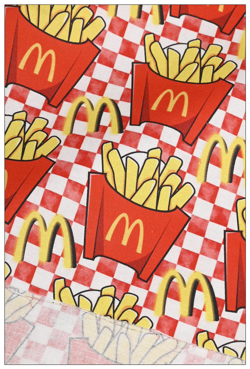 French Fries Fast Food McDonald's Themed ! 1 Yard Medium Thickness Cotton Fabric, Fabric by Yard, Yardage Cotton Fabrics for Style Clothes, Bags