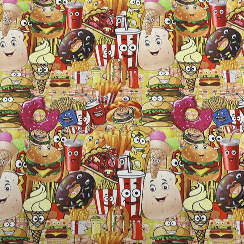 Packed Fast Food McDonald's Themed ! 1 Yard Medium Thickness Cotton Fabric, Fabric by Yard, Yardage Cotton Fabrics for Style Clothes, Bags