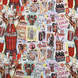 Yes Coke Fast Food Themed ! 1 Yard Medium Thickness Cotton Fabric, Fabric by Yard, Yardage Cotton Fabrics for Style Clothes, Bags