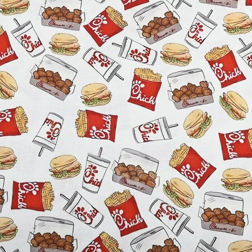 Burgers and Chicken Fast Food McDonald's Themed ! 1 Yard Medium Thickness Cotton Fabric, Fabric by Yard, Yardage Cotton Fabrics for Style Clothes, Bags