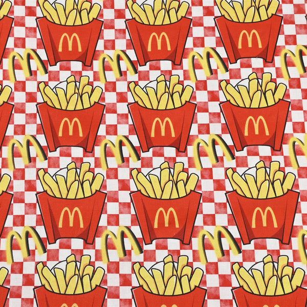 French Fries Fast Food McDonald's Themed ! 1 Yard Medium Thickness Cotton Fabric, Fabric by Yard, Yardage Cotton Fabrics for Style Clothes, Bags