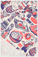 Japanese Style Retro Poster Pictures ! 1 Yard Medium Cotton Fabric, Fabric by Half Yard for Style Clothes, Bags
