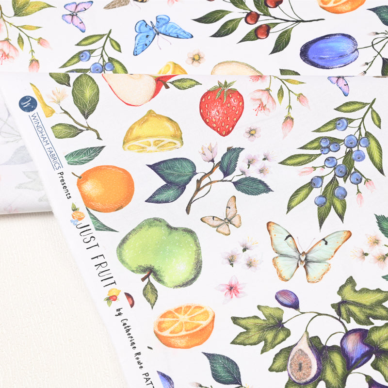 Fruit bee and Butterflies! 1 YardMedium Weight Plain Cotton Fabric, Fabric by Yard, Yardage Cotton Fabrics for  Style Garments, Bags