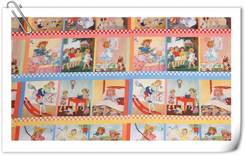 Retro Little Girls pictures 4 print!  1 Yard Medium Thickness Cotton Fabric by Yard, Yardage Cotton Fabrics for Style Clothes,