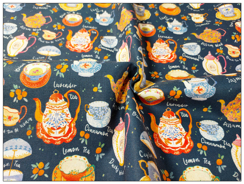 Tea Pots Porcelain! 1 Yard Medium Thickness Cotton Fabric, Fabric by Yard, Yardage Cotton Fabrics for Style Clothes, Bags