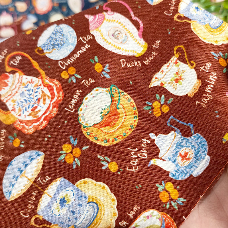 Tea Pots Porcelain! 1 Yard Medium Thickness Cotton Fabric, Fabric by Yard, Yardage Cotton Fabrics for Style Clothes, Bags