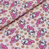 Kuromi and My Melody 4 prints! 1 Yard Printed Cotton Fabric, Fabric by Yard, Yardage Bag Fabrics, Children Fabrics, Kids, Japanese