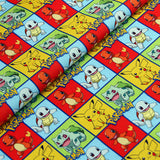 Pokemon Pikachu Checks! 1 Meter Plain Cotton Fabric, Fabric by Yard, Yardage Cotton Fabrics for Style Garments, Bags