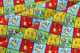 Pokemon Pikachu Checks! 1 Meter Plain Cotton Fabric, Fabric by Yard, Yardage Cotton Fabrics for Style Garments, Bags