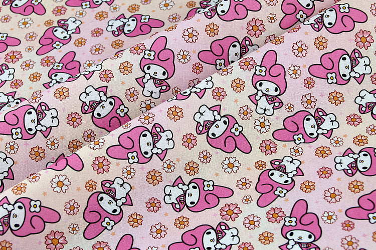Kuromi and My Melody 4 prints! 1 Yard Printed Cotton Fabric, Fabric by Yard, Yardage Bag Fabrics, Children Fabrics, Kids, Japanese