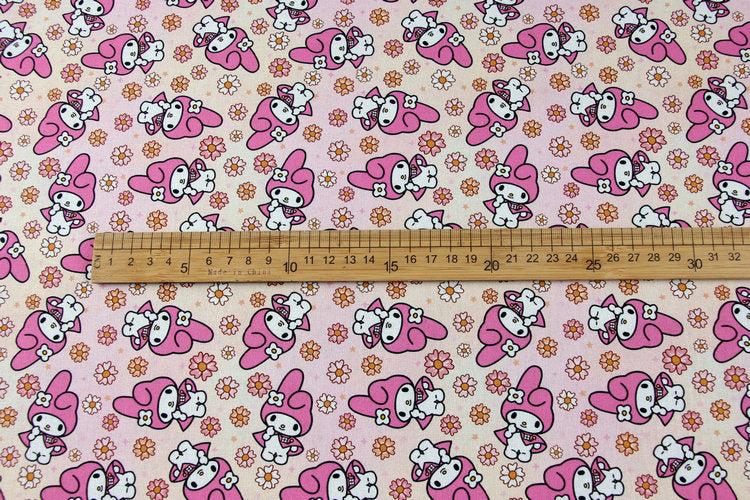 Kuromi and My Melody 4 prints! 1 Yard Printed Cotton Fabric, Fabric by Yard, Yardage Bag Fabrics, Children Fabrics, Kids, Japanese