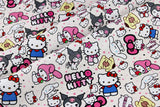 Hello Kitty and Sanrio Friends White! 1 Yard Medium Thickness Plain Cotton Fabric, Fabric by Yard, Yardage