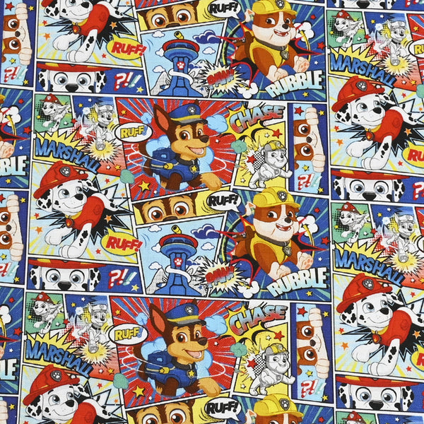 Paw Patrol Comics blue!  1 Meter Medium Thickness Cotton Fabric, Fabric by Yard, Yardage Cotton Fabrics for Style Clothes,