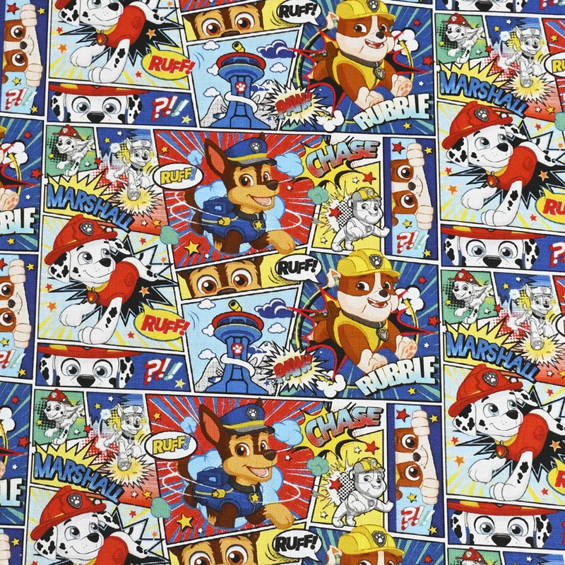 Paw Patrol Comics blue!  1 Meter Medium Thickness Cotton Fabric, Fabric by Yard, Yardage Cotton Fabrics for Style Clothes,