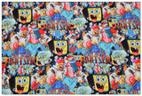 Black Pantster SpongeBob Squarepants ! 1 Meter Plain Cotton Fabric by Yard, Yardage Cotton Fabrics for Style Bags