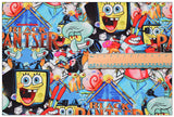 Black Pantster SpongeBob Squarepants ! 1 Meter Plain Cotton Fabric by Yard, Yardage Cotton Fabrics for Style Bags