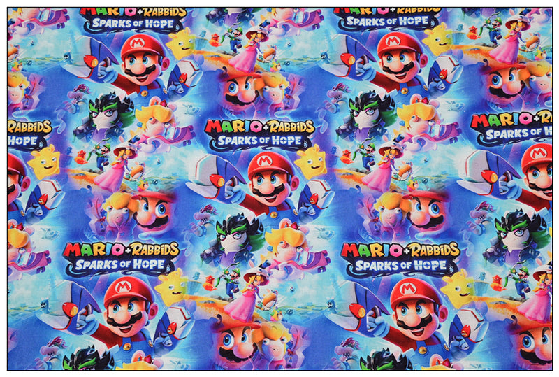 Super Mario + Rabbids Sparks of Hope! 1 Yard Plain Cotton Fabric by Yard, Yardage Cotton Fabrics for Style Bags
