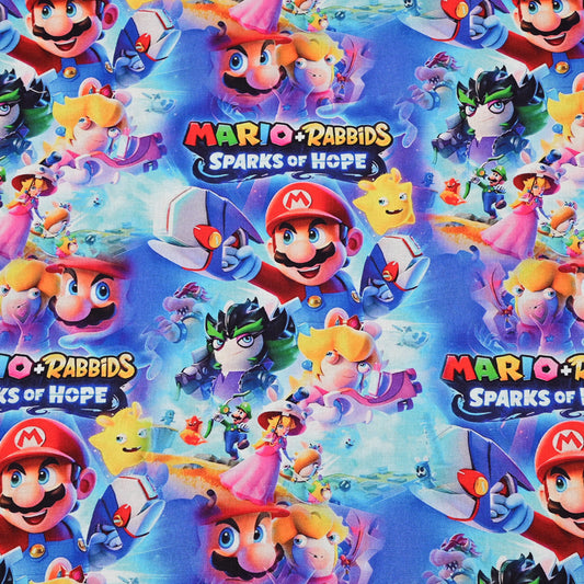 Super Mario + Rabbids Sparks of Hope! 1 Yard Plain Cotton Fabric by Yard, Yardage Cotton Fabrics for Style Bags