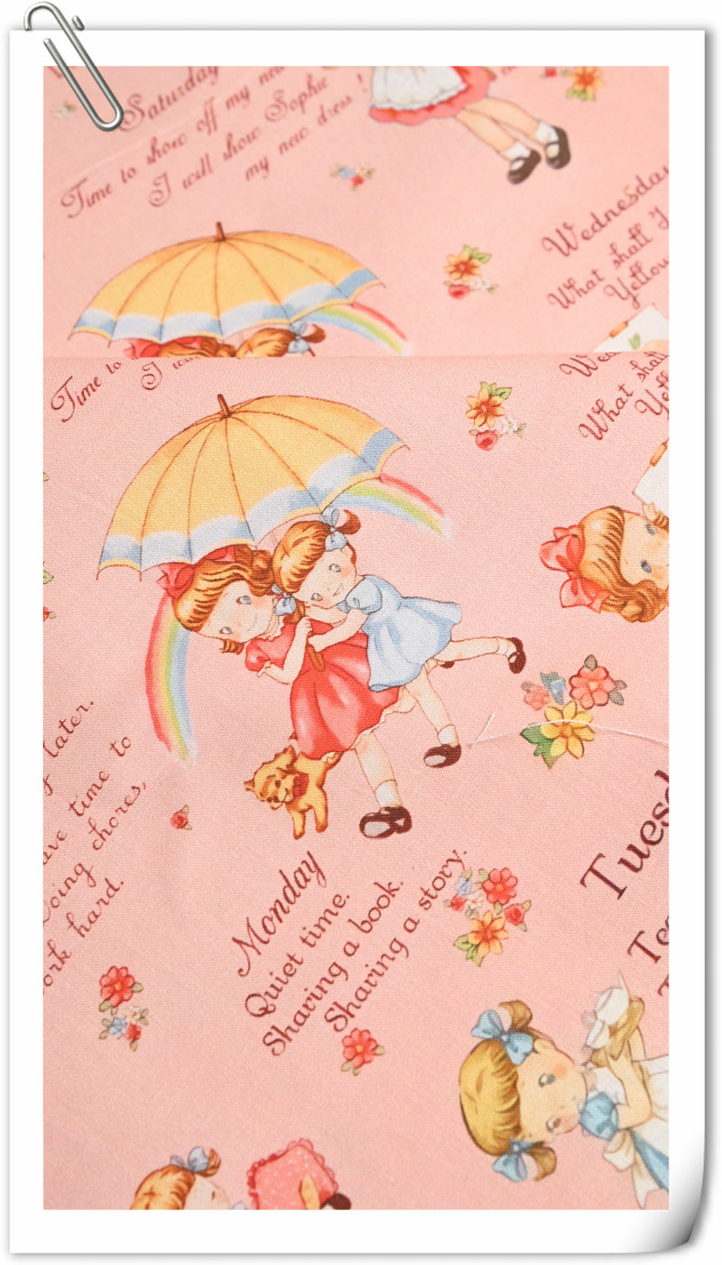 Retro Little Girls pictures 4 print!  1 Yard Medium Thickness Cotton Fabric by Yard, Yardage Cotton Fabrics for Style Clothes,