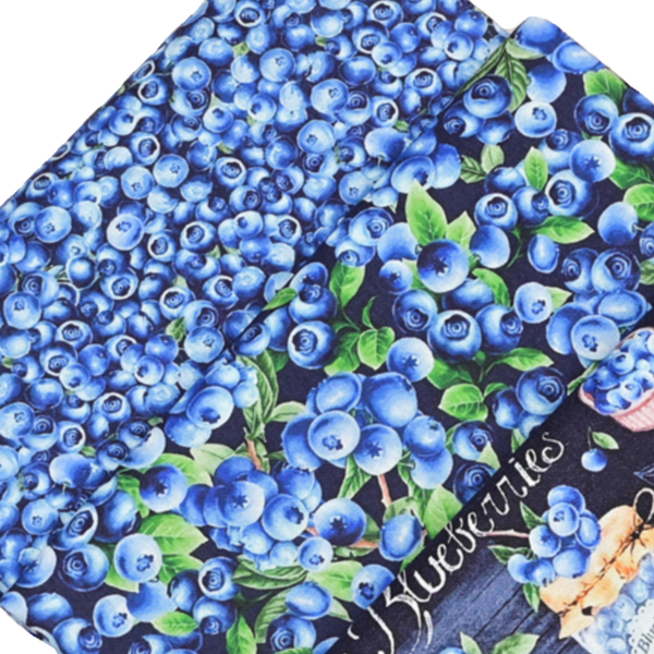 BlueBerries Floral Plant! 1 Yard Quality Stiff Cotton Toile Canvas Fabric by Yard, Yardage Cotton Canvas Fabrics for Bags