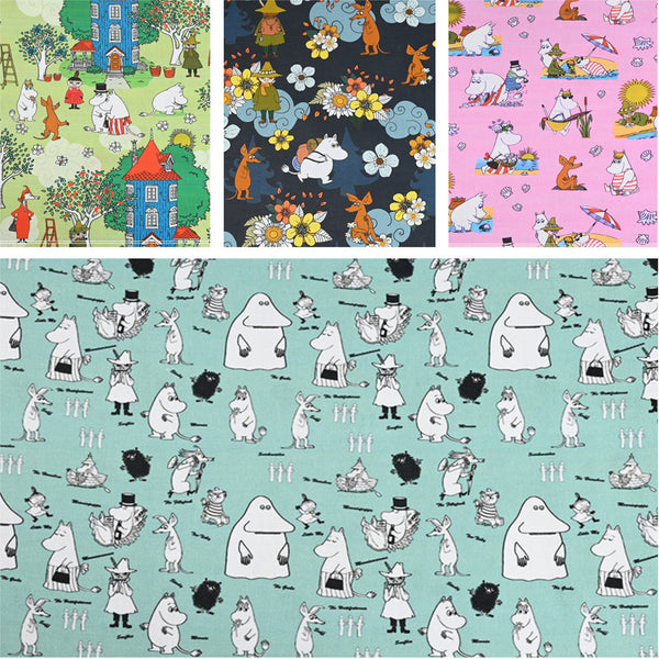 Moomin and Friends 4 prints! 1 Yard Quality Digital Printed Cotton Fabric, by Yard, Yardage Clothing