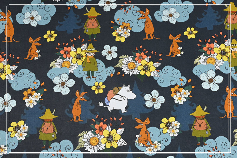 Moomin and Friends 4 prints! 1 Yard Quality Digital Printed Cotton Fabric, by Yard, Yardage Clothing