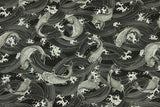 Japanese 鯉 koi Fish in Swirls Wave! 1 Yard Quality Printed Cotton,  Fabrics by Yard, Fabric Yardage Floral Fabrics Japanese Style