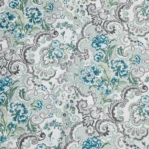 Green Paisley Floral! 1 Yard Medium Weight Plain Cotton Fabric, Fabric by Yard, Yardage Cotton Fabrics for  Style Garments, Bags