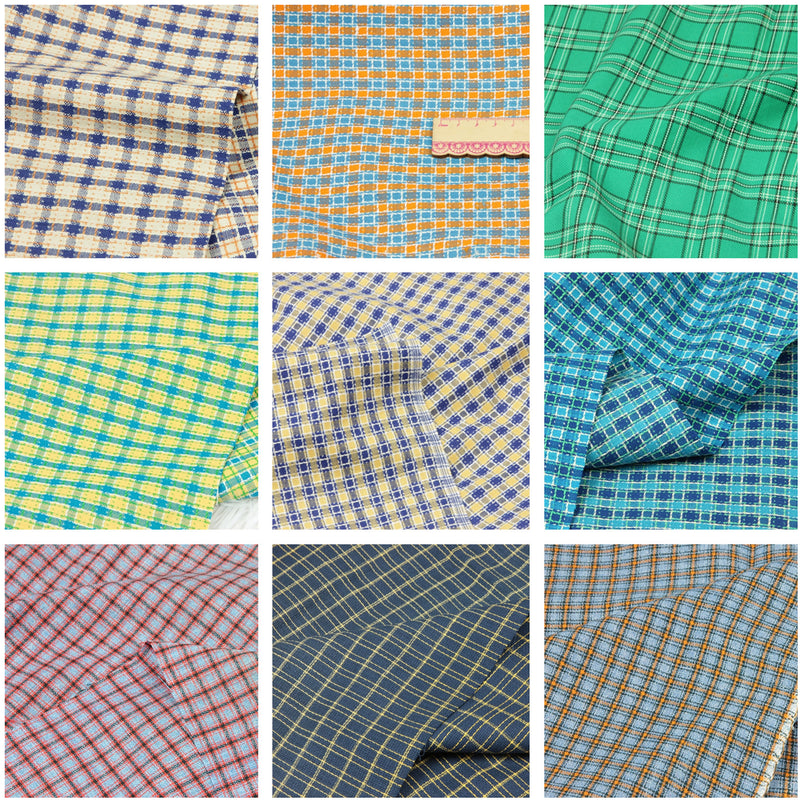 Retro Yarn Dyed Plaid Fabrics 9 Colors! 1 Meter Medium Thickness Cotton Pattern Fabric, Fabric by Yard, Yardage Cotton Fabrics for  Style Clothes, Bags