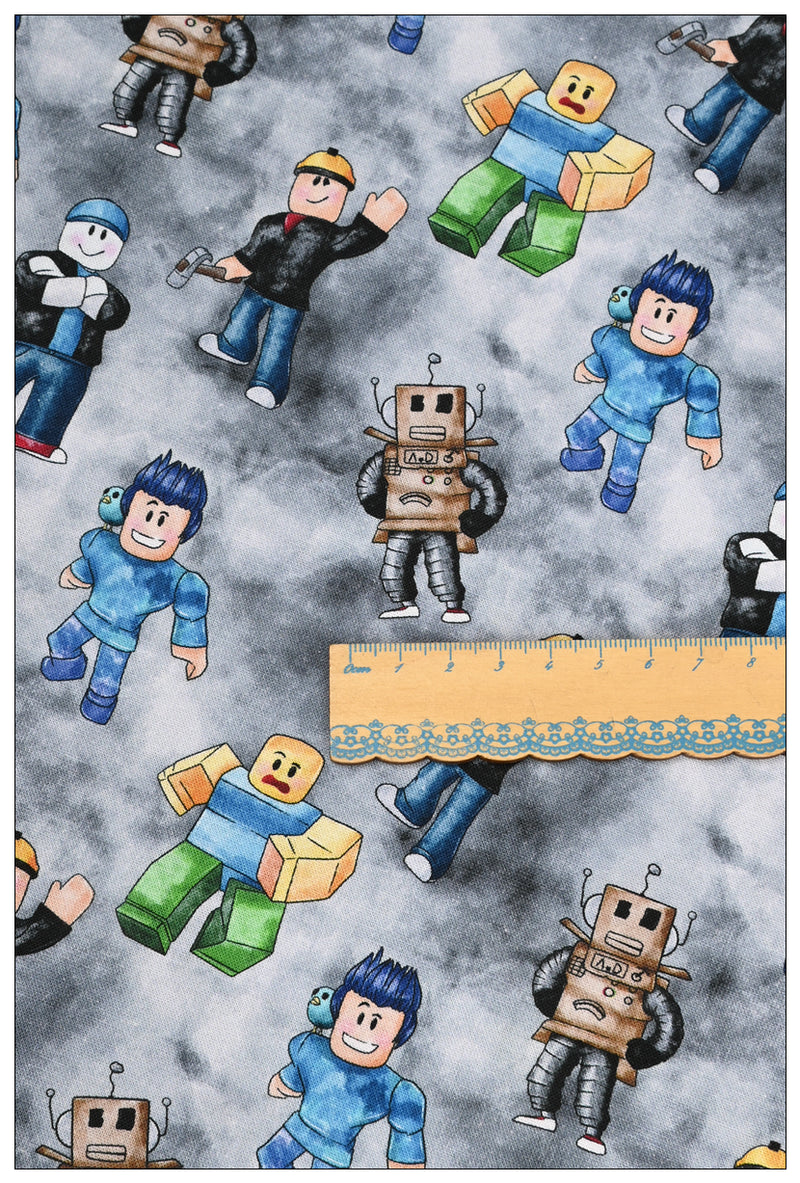 Roblox Gray ! 1 Yard Digital Printed Cotton Fabric, Fabric by Yard, Yardage Fabrics, Children  Kids