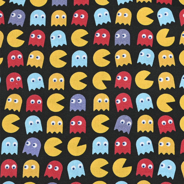 Pac-man the Retro Game Black! 1 Yard Printed Cotton Fabric, Fabric by Yard, Yardage Bag Fabrics, Children Fabrics, Kids, Japanese