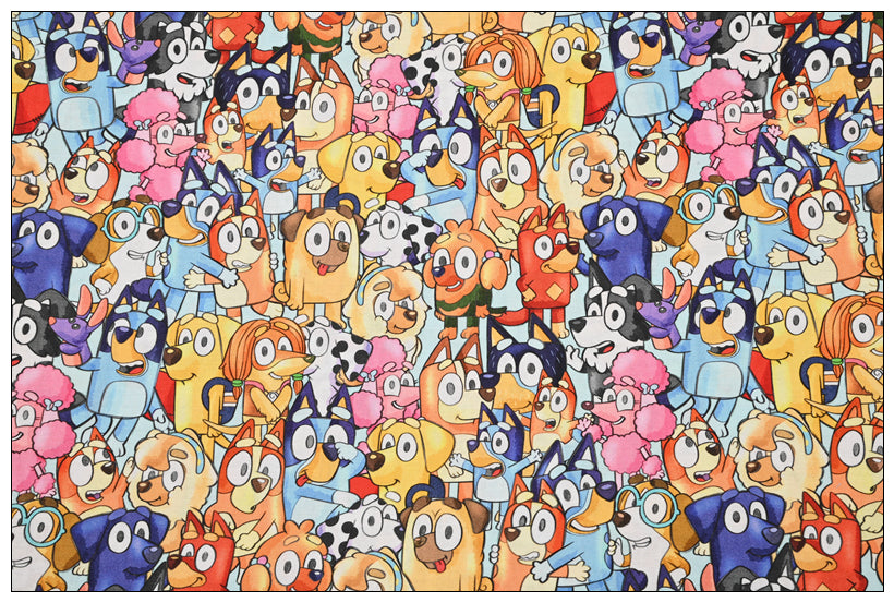 Bluey the Dog Aussie Dingo 2024 2 Prints! 1 Yard Quality Medium Thickness Plain Cotton Fabric, Fabric Aussie 2405