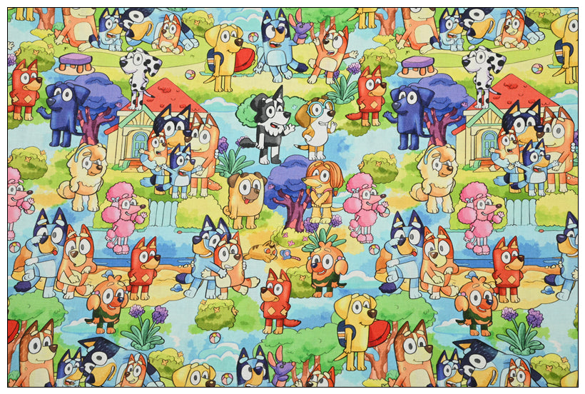 Bluey the Dog Aussie Dingo 2024 2 Prints! 1 Yard Quality Medium Thickness Plain Cotton Fabric, Fabric Aussie 2405