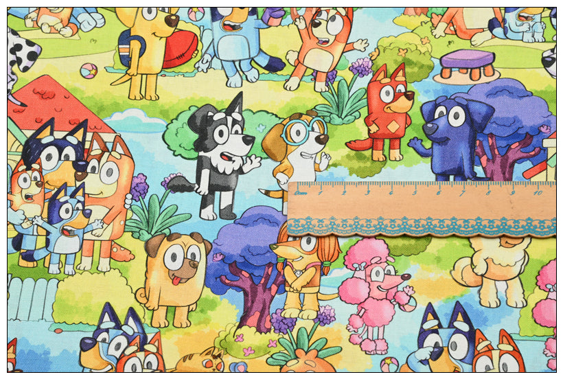 Bluey the Dog Aussie Dingo 2024 2 Prints! 1 Yard Quality Medium Thickness Plain Cotton Fabric, Fabric Aussie 2405