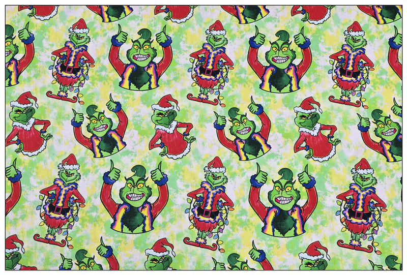 Grinch Collection 5 prints! 1 Yard Medium Thickness Plain Cotton Fabric, Fabric by Yard, Yardage Cotton Fabrics for Clothes Crafts