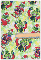 Grinch Collection 5 prints! 1 Yard Medium Thickness Plain Cotton Fabric, Fabric by Yard, Yardage Cotton Fabrics for Clothes Crafts