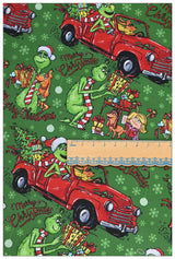 Grinch Collection 5 prints! 1 Yard Medium Thickness Plain Cotton Fabric, Fabric by Yard, Yardage Cotton Fabrics for Clothes Crafts