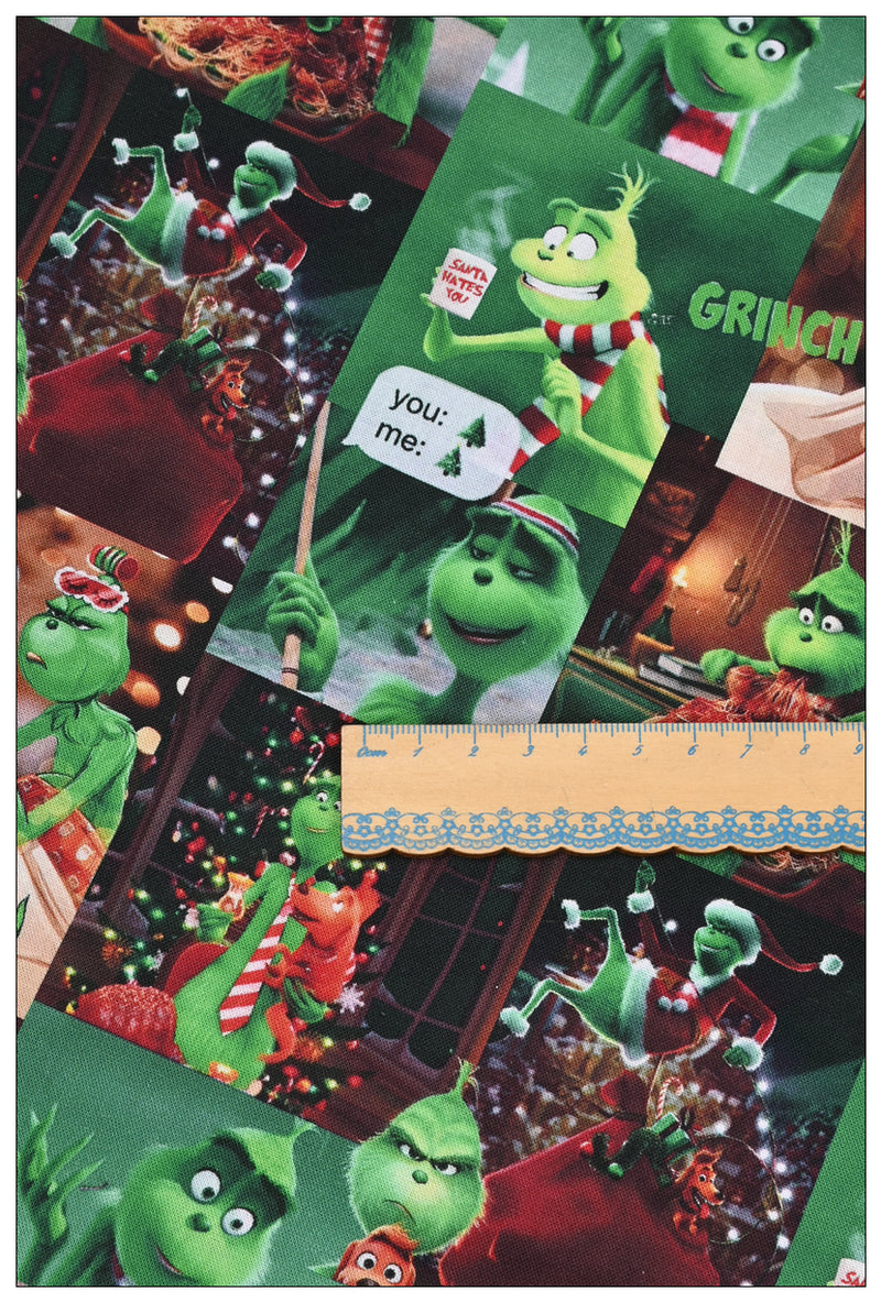 Grinch Collection 5 prints! 1 Yard Medium Thickness Plain Cotton Fabric, Fabric by Yard, Yardage Cotton Fabrics for Clothes Crafts