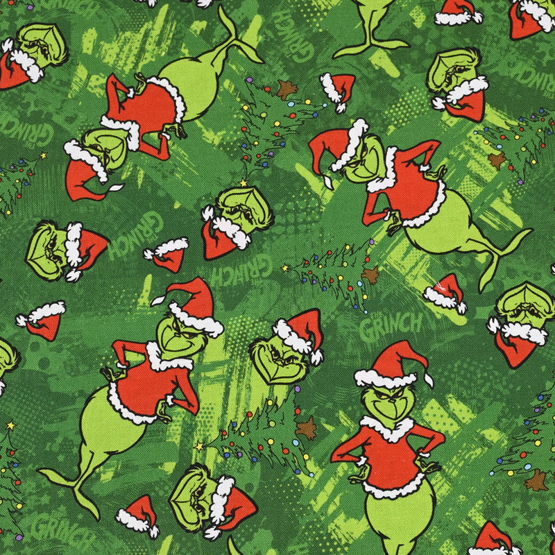 Grinch Collection 5 prints! 1 Yard Medium Thickness Plain Cotton Fabric, Fabric by Yard, Yardage Cotton Fabrics for Clothes Crafts