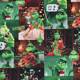 Grinch Collection 5 prints! 1 Yard Medium Thickness Plain Cotton Fabric, Fabric by Yard, Yardage Cotton Fabrics for Clothes Crafts