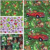 Grinch Collection 5 prints! 1 Yard Medium Thickness Plain Cotton Fabric, Fabric by Yard, Yardage Cotton Fabrics for Clothes Crafts