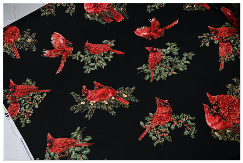 Northern Cardinal Birds red! 1 Yard Medium Thickness Plain Cotton Fabric, Fabric by Yard, Yardage