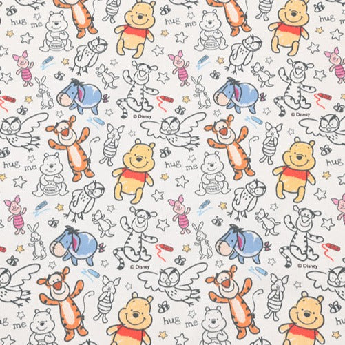 HUG Me,  Winnie the Pooh and Friends Floral ! 1 Yard Medium Thickness Cotton Fabric, Fabric by Yard, Yardage Cotton Fabrics for Style Clothes, Bags